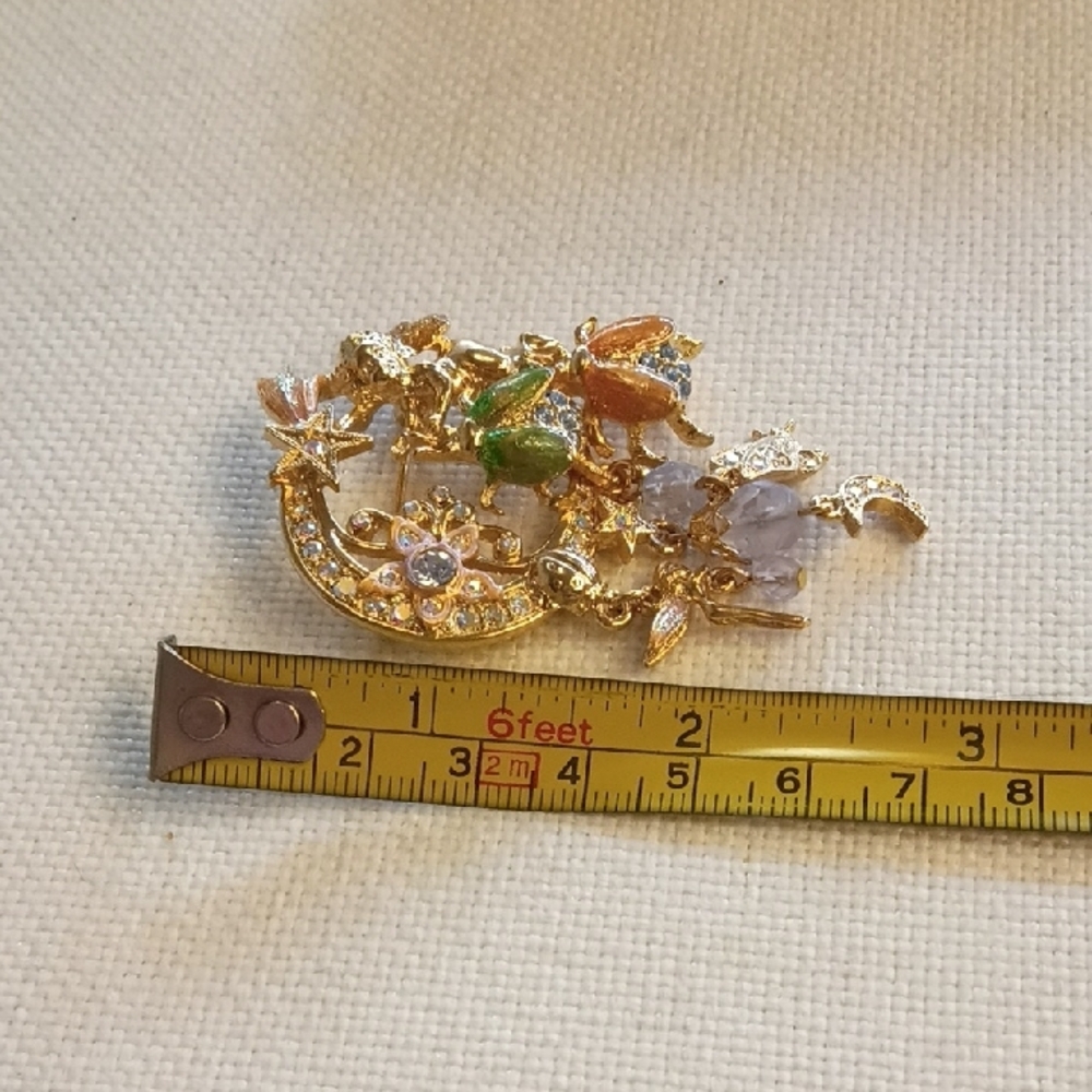 Fairy Moon Brooch From KIRK'S FOLLY Signed By Artist, Fairies & Crystals - Picture 5 of 5